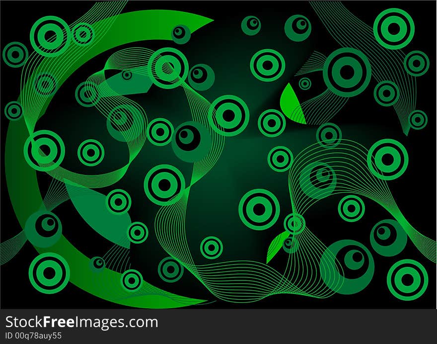 Green rings on black background illustration