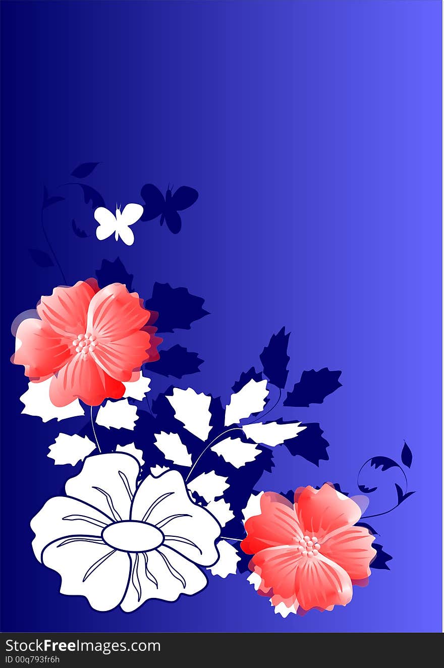 Flowers on the blue background. Flowers on the blue background