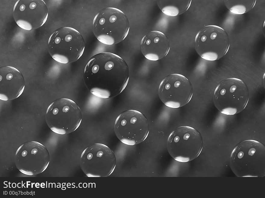 Macro shot of beautifulblack and white water drops