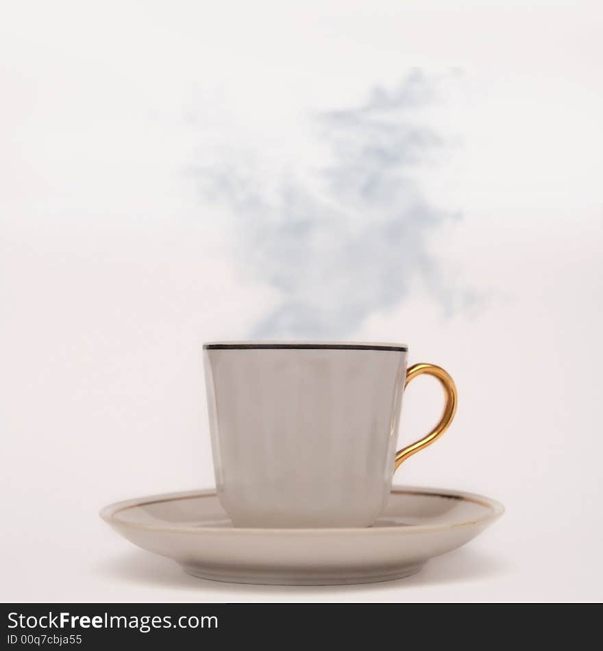 smoke from the white cup. smoke from the white cup