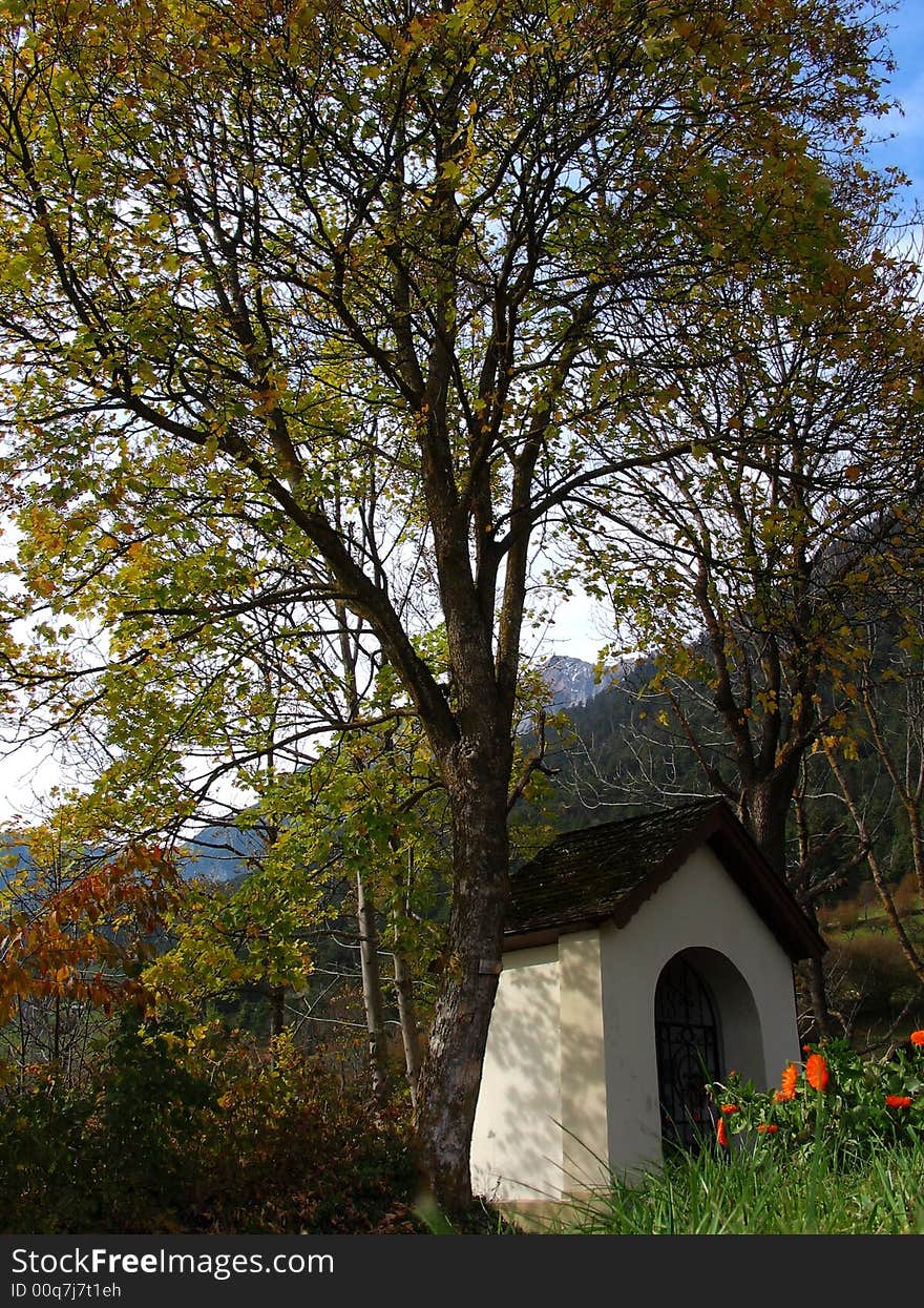 Small chapel in mountains