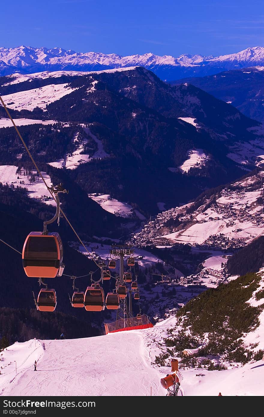 Mountain Cable Car And Ski Slope