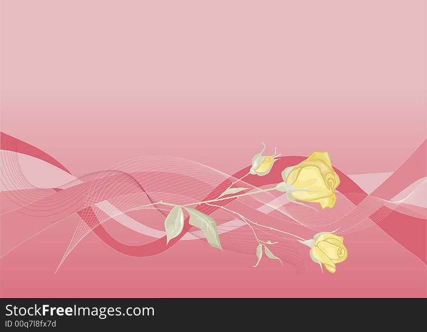 Pink background with gold roses. Pink background with gold roses.