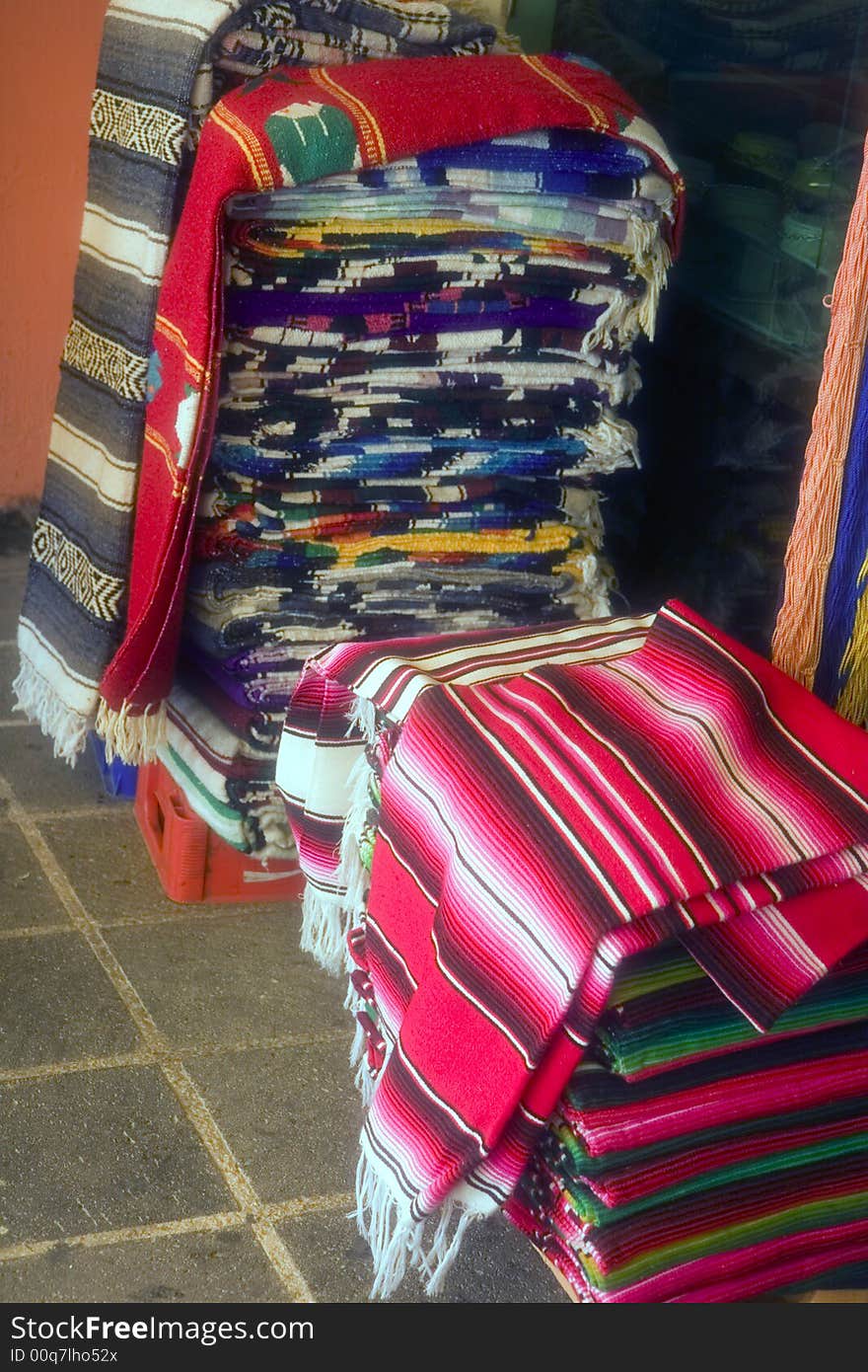 Stacks of Mexican Blankets