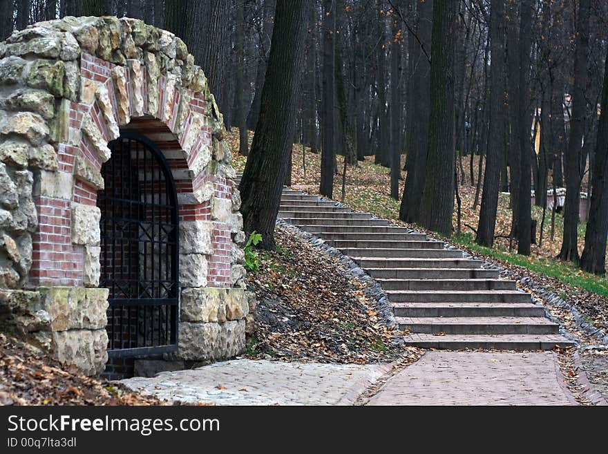 abandoned grotto in the park