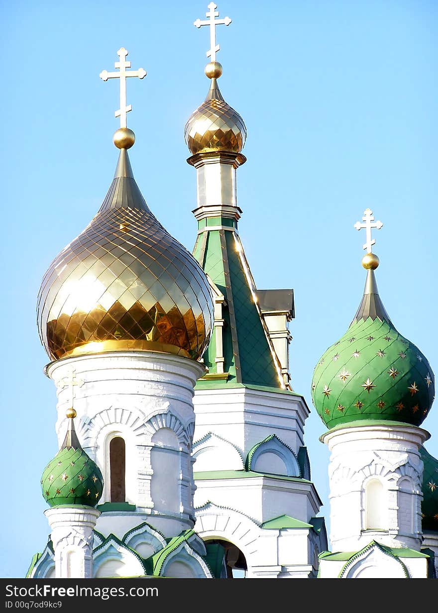 Golden Domes of a Orthodox Church near Poltava, Ukraine. Golden Domes of a Orthodox Church near Poltava, Ukraine