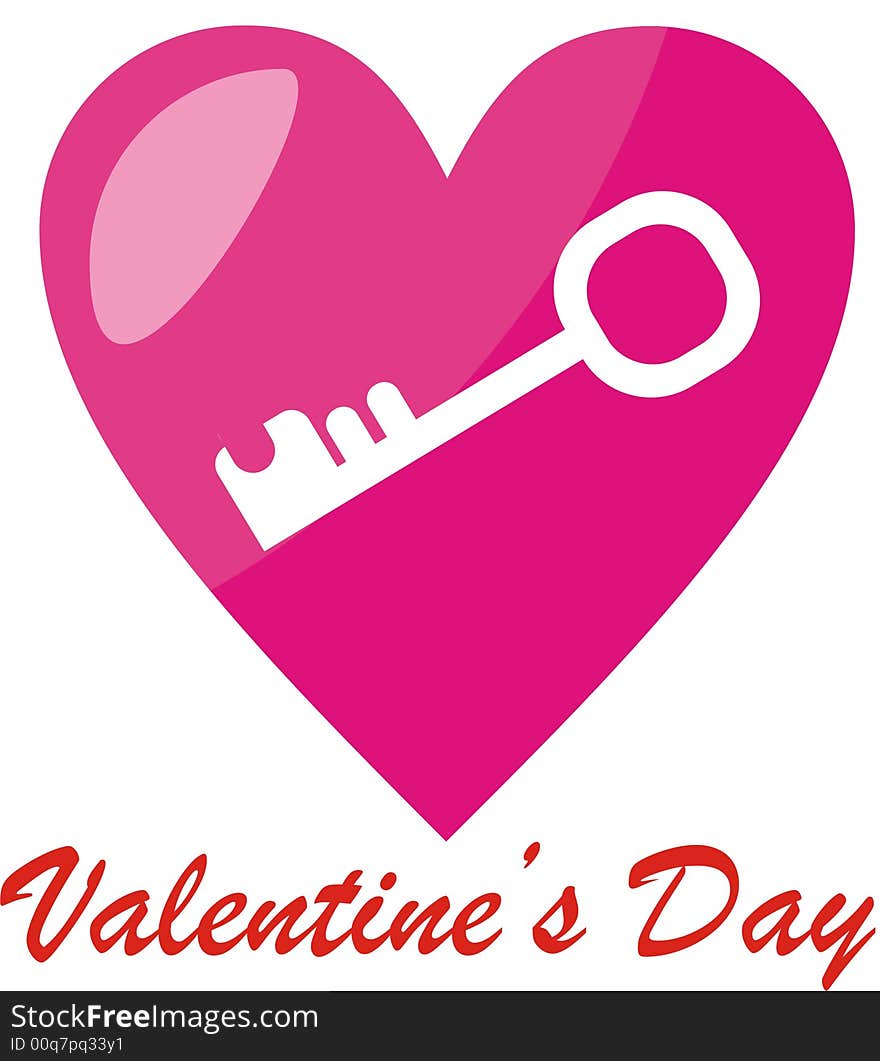 Colorfull heart with the text of Valentine's Day and a key. Colorfull heart with the text of Valentine's Day and a key