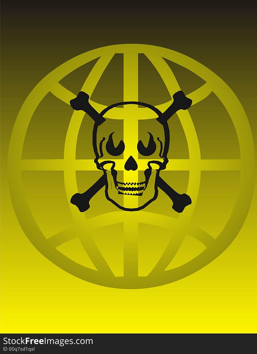 Skull and crossbones - earth -  illustration