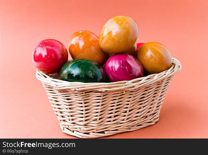 Eastern eggs in the  basket