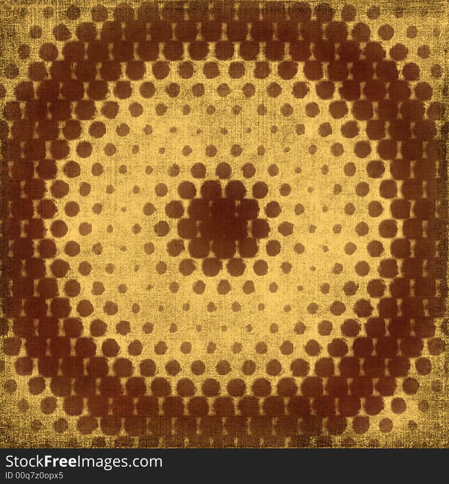 Abstract grungy background with halftone dots in brown and yellow. Abstract grungy background with halftone dots in brown and yellow