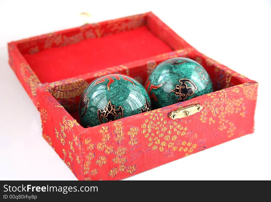 2 massage balls in a red box. 2 massage balls in a red box