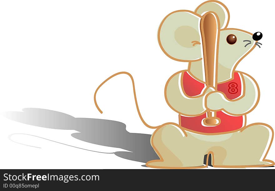 Vector illustration for a mouse as a baseball player