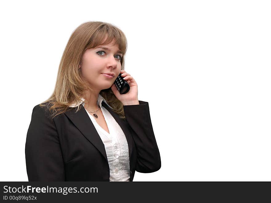 Beautiful young businesswoman with phone