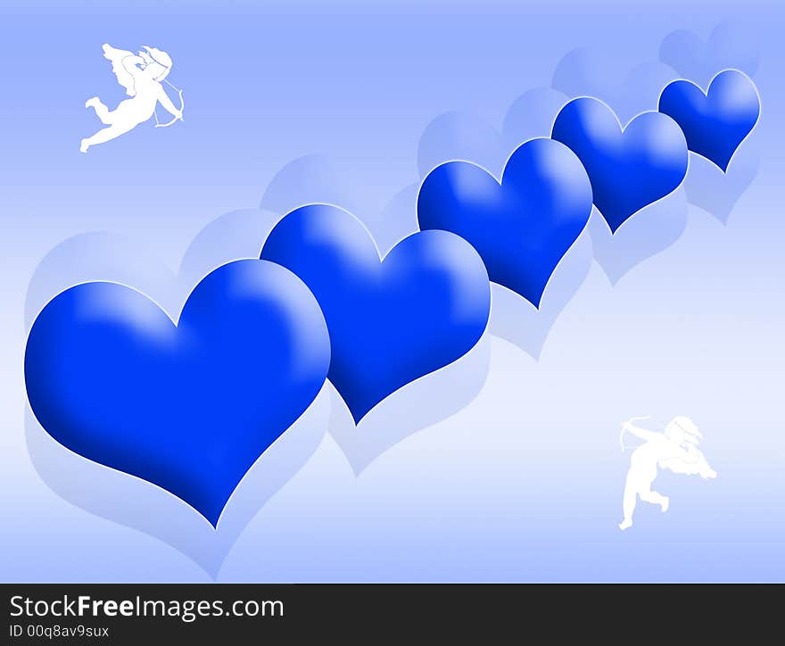 Blue hearts background as symbol of love. Blue hearts background as symbol of love