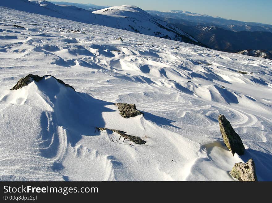 Altai Mountain with snow in winter 2008