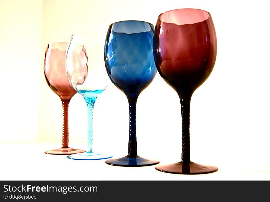 Four colour  glasses red and blue. Four colour  glasses red and blue