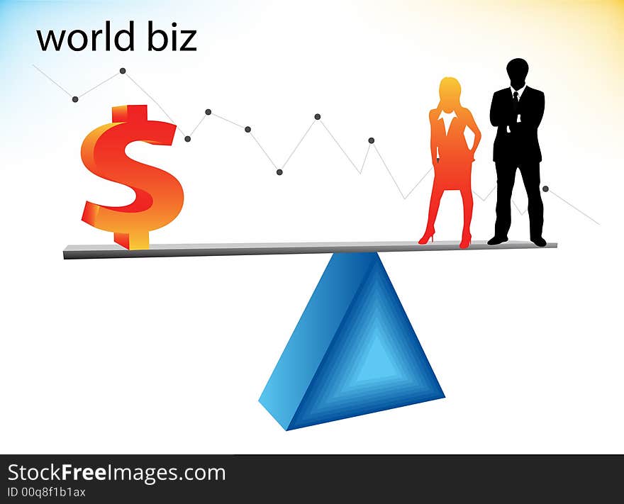 Illustration of business people... world biz