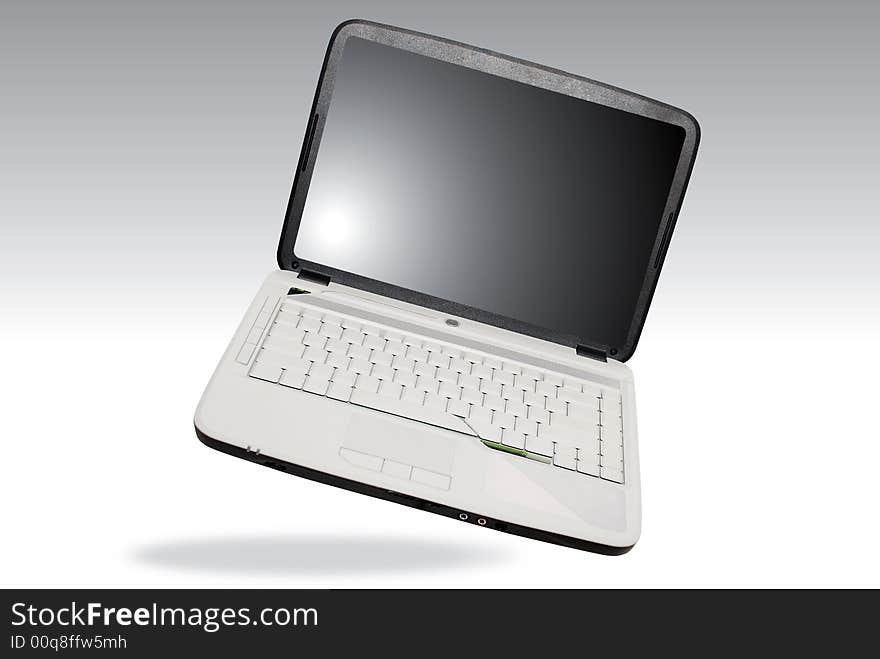 Modern laptop/ notebook computer over white. Modern laptop/ notebook computer over white