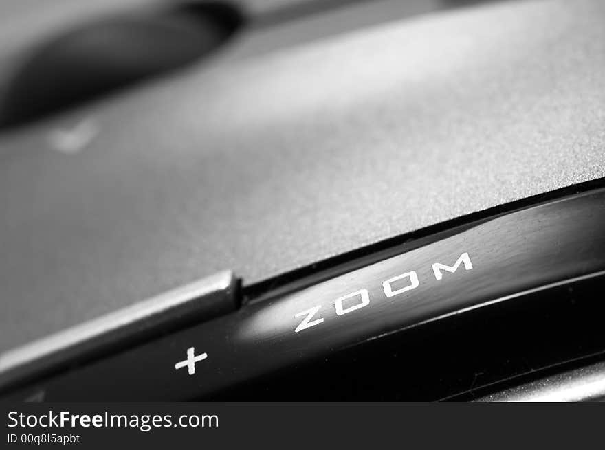 Close up on a computer mouse, photo in black and white