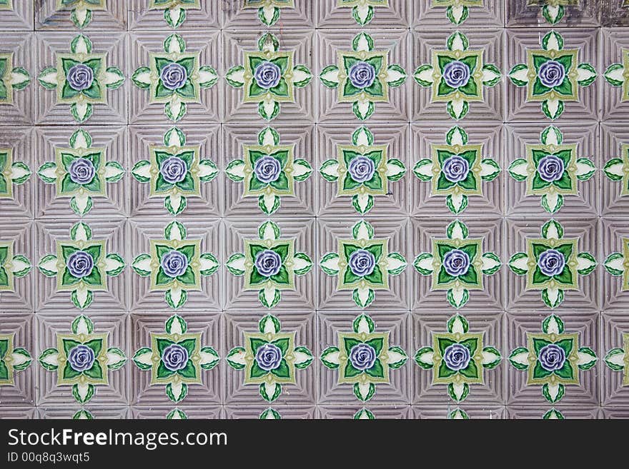 Tiles from heritage building in Penang with floral motives. Tiles from heritage building in Penang with floral motives