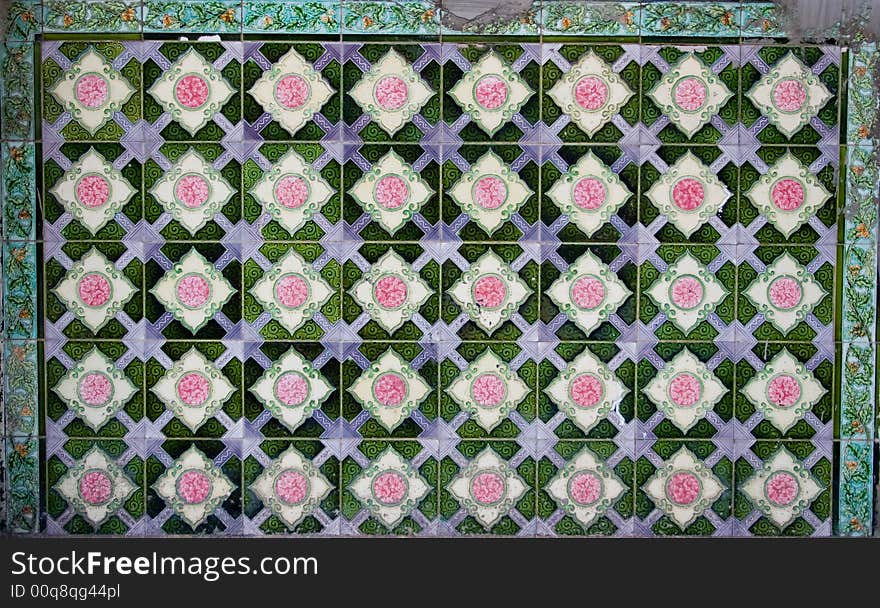 Tiles from heritage building in Penang with floral motives. Tiles from heritage building in Penang with floral motives