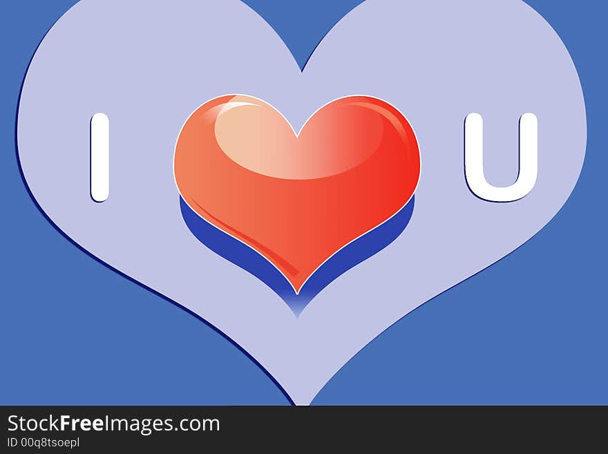 Illustration of two hearts with love text. Illustration of two hearts with love text