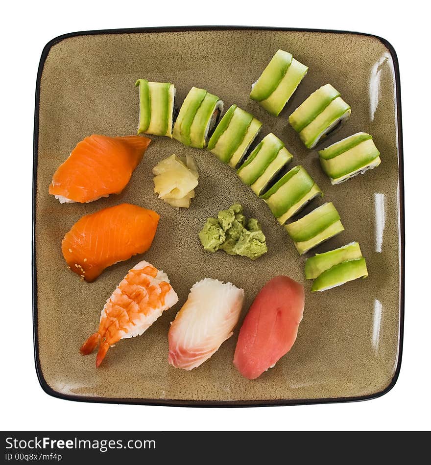 Delicious plate of food isolated on a white background. Delicious plate of food isolated on a white background.