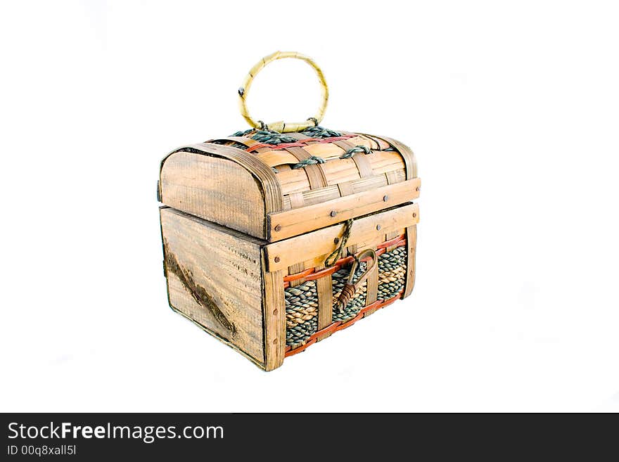 Wooden chest isolated on a white background