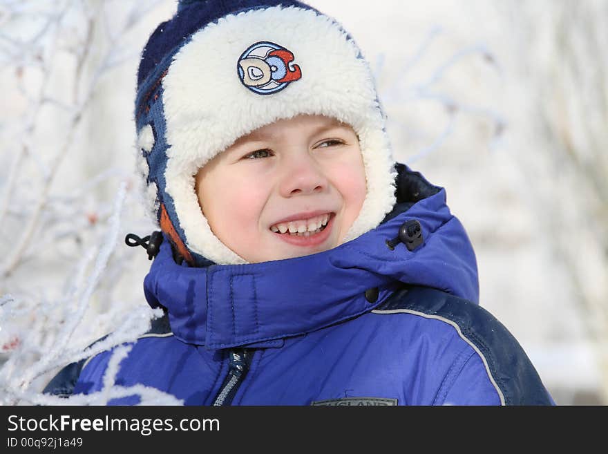 Portrait of the boy in the winter