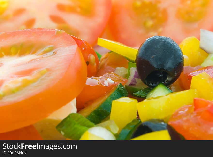 Close-up of a fresh greek salad