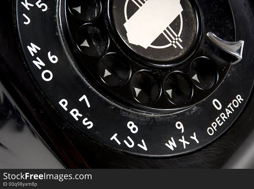 Vintage Black deskphone on white background. Vintage Black deskphone on white background