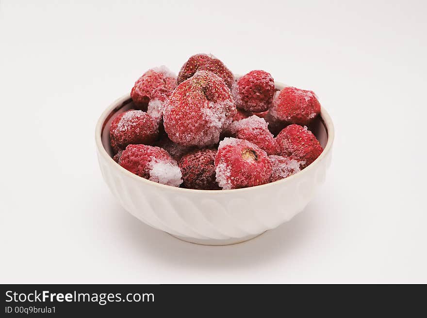 Delicious tasty ice strawberry in the bowl. Delicious tasty ice strawberry in the bowl