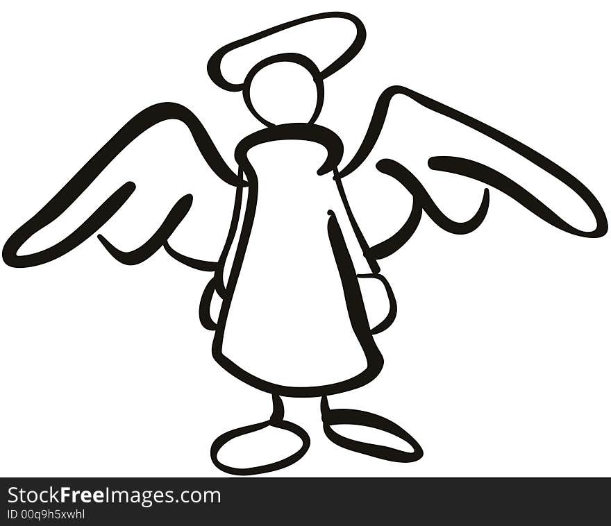 Graphic it is black white figure with the image of an angel