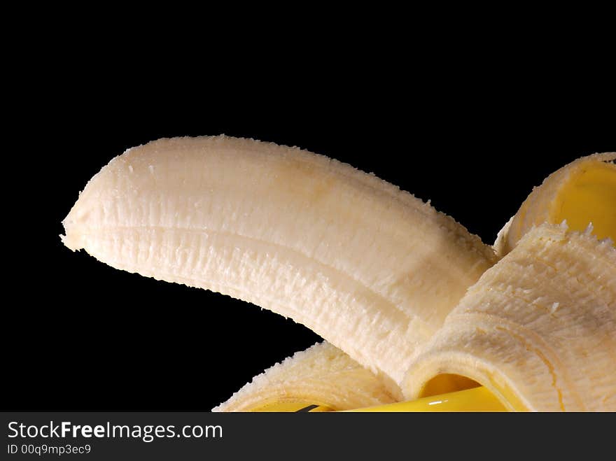 Half-peeled banana