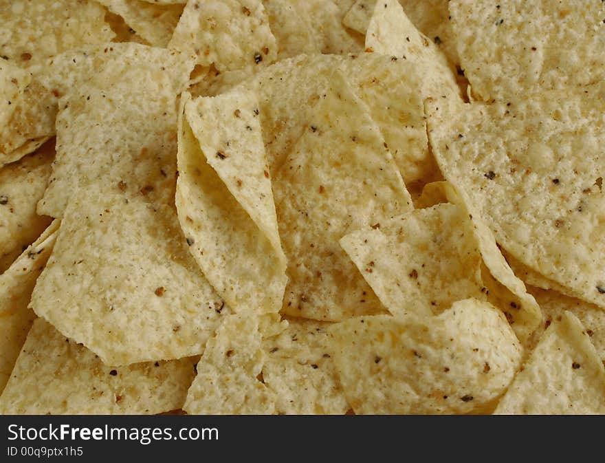 Close-Up of Corn Tortilla Chips. Close-Up of Corn Tortilla Chips