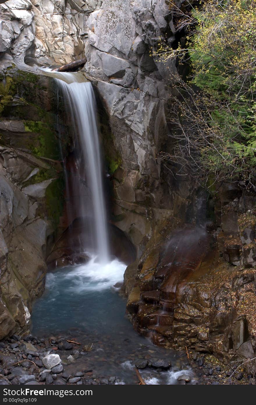 The final waterfall along Van Trump Creek on Mount Rainier, WA. The final waterfall along Van Trump Creek on Mount Rainier, WA.