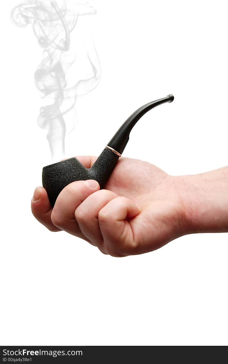 Hands holding tobacco-pipe