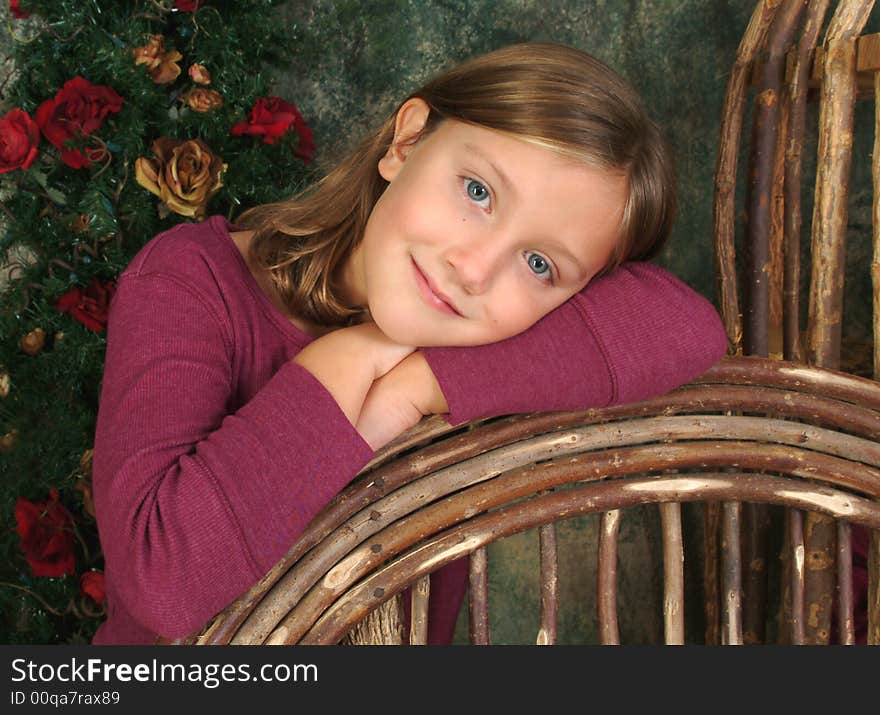 Sweet little girl in purple sweater. Sweet little girl in purple sweater