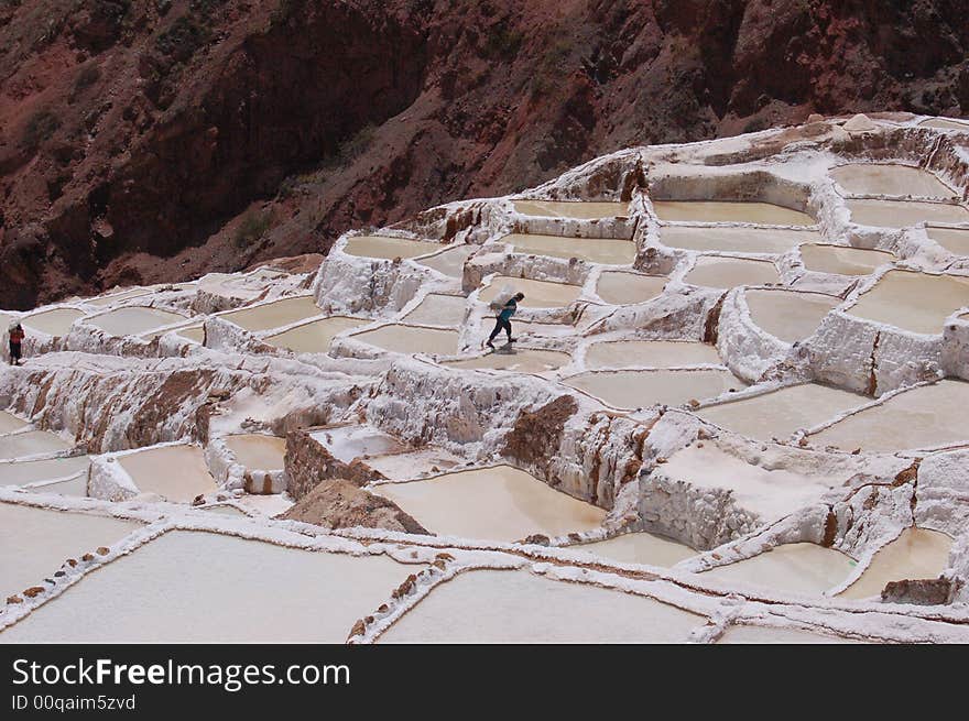 Worker in a salt mine in Peru. Worker in a salt mine in Peru