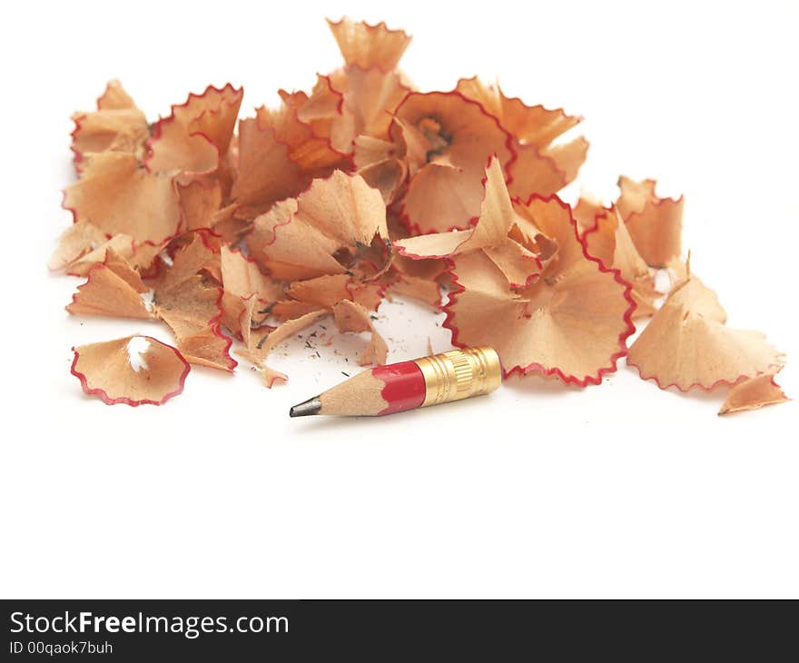 Sharpened pencil and wood shavings