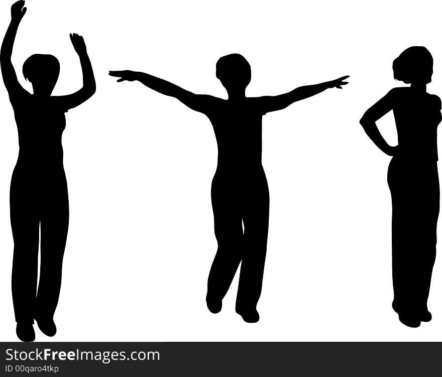 Womans jumping silhouette