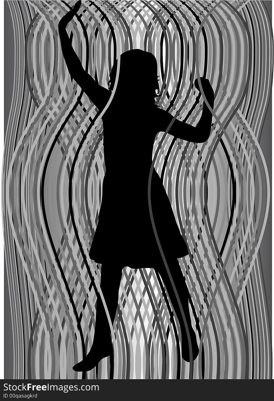 Silhouette girl on abstract background