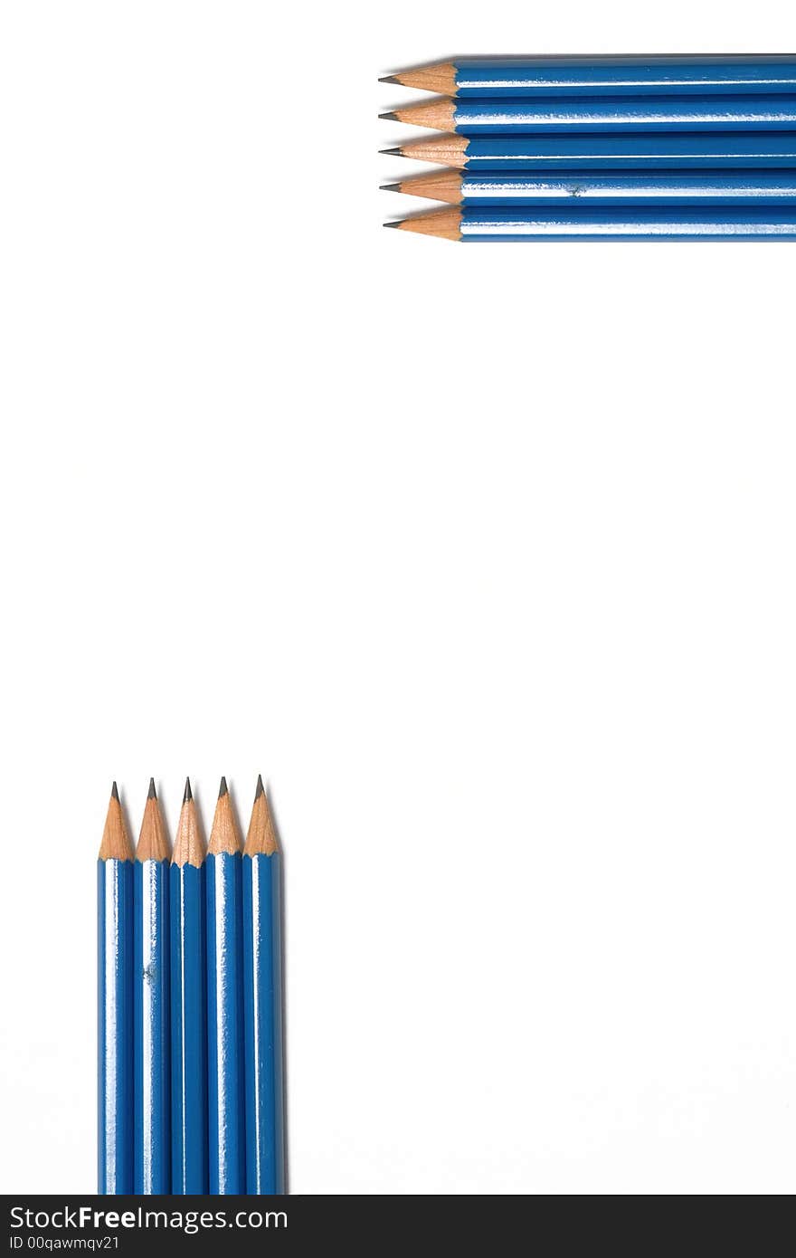 White background with pencils at the corner