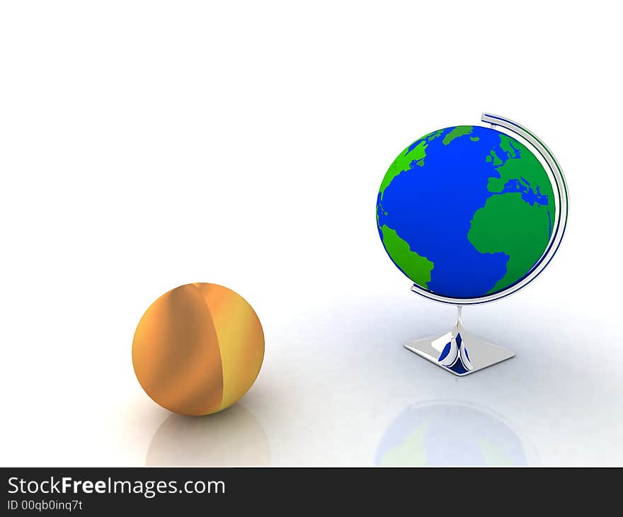 3d earth globe and planet mars