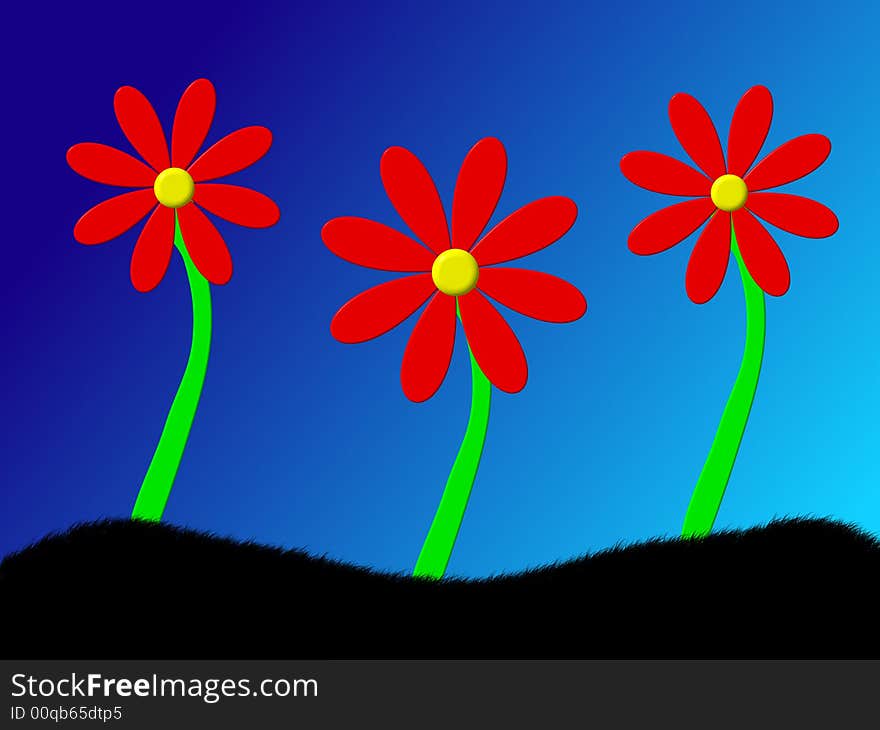 Red flowers - computer generated image