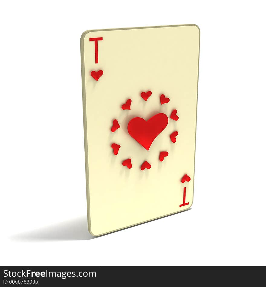 Playing Card: Ace of Hearts as 11 spots