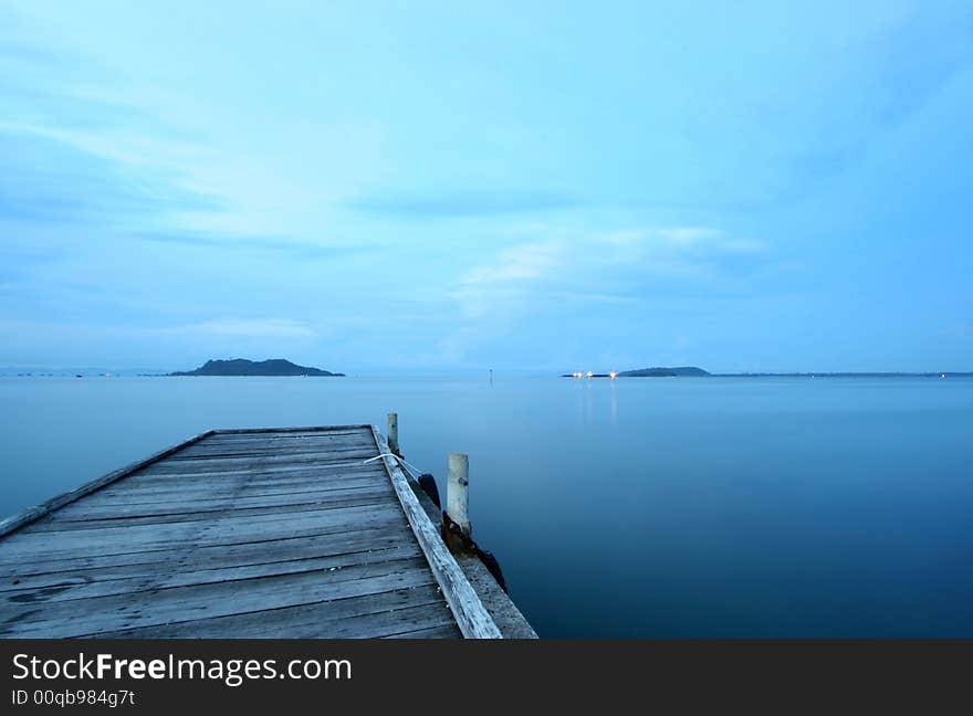 A pier in the morning by the sea