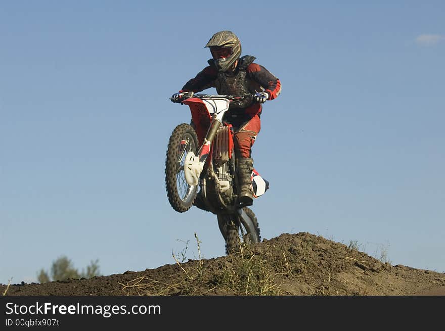 Having fun on a motocross track. Having fun on a motocross track