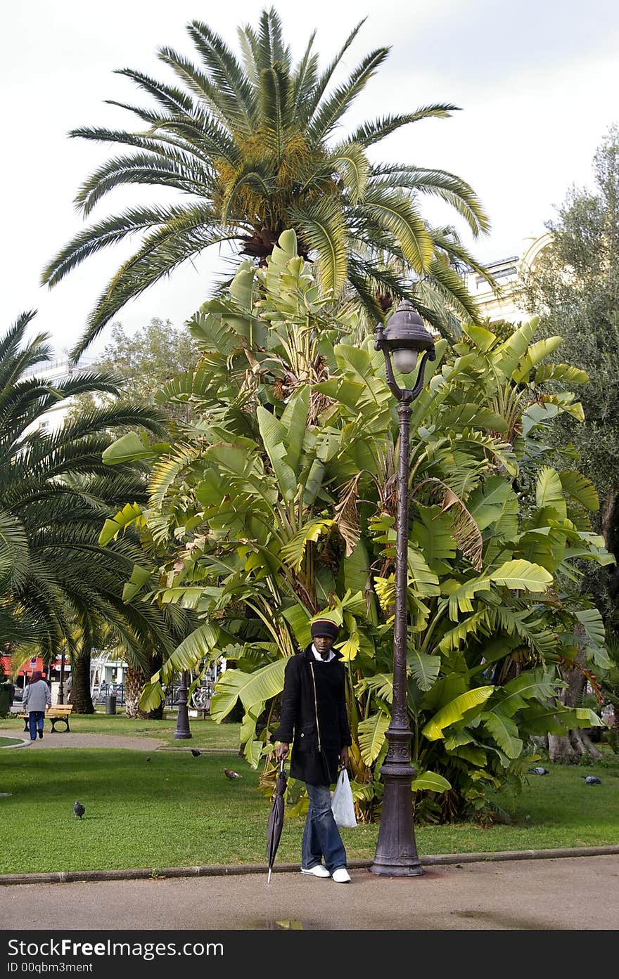 A man walking in a park