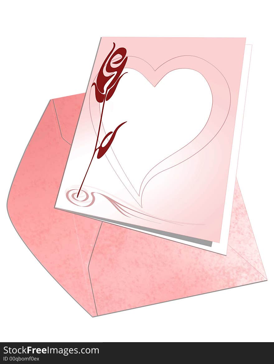 Isolated illustration of a valentine card